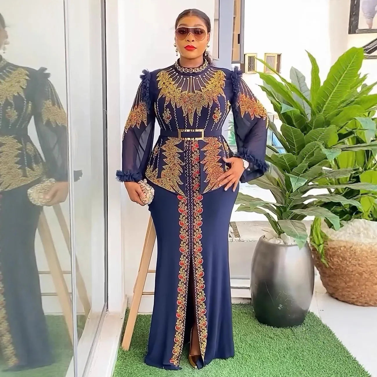 Amay Party Dresses for Women Plus Size Luxury Dashiki Ankara Wedding Evening Gown Elegant Turkey Muslim Maxy Dress