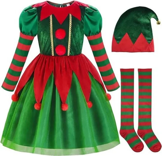 Maxy Christmas Costumes for Girls and MOM Family Matching Dress+Hat+Socks+Shoes+Belt Christmas Set Adult Kids New Year Xmas Suit