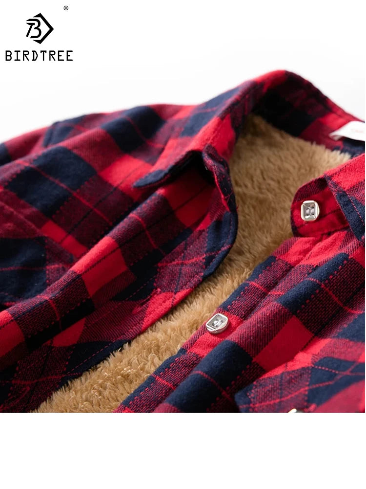 Maxy Women Plus Velvet Thicken Plaid Shirts Winter Warm Coat Jacket Brand Woman Clothes Fleece Tops Female Casual Outerwe T26701J