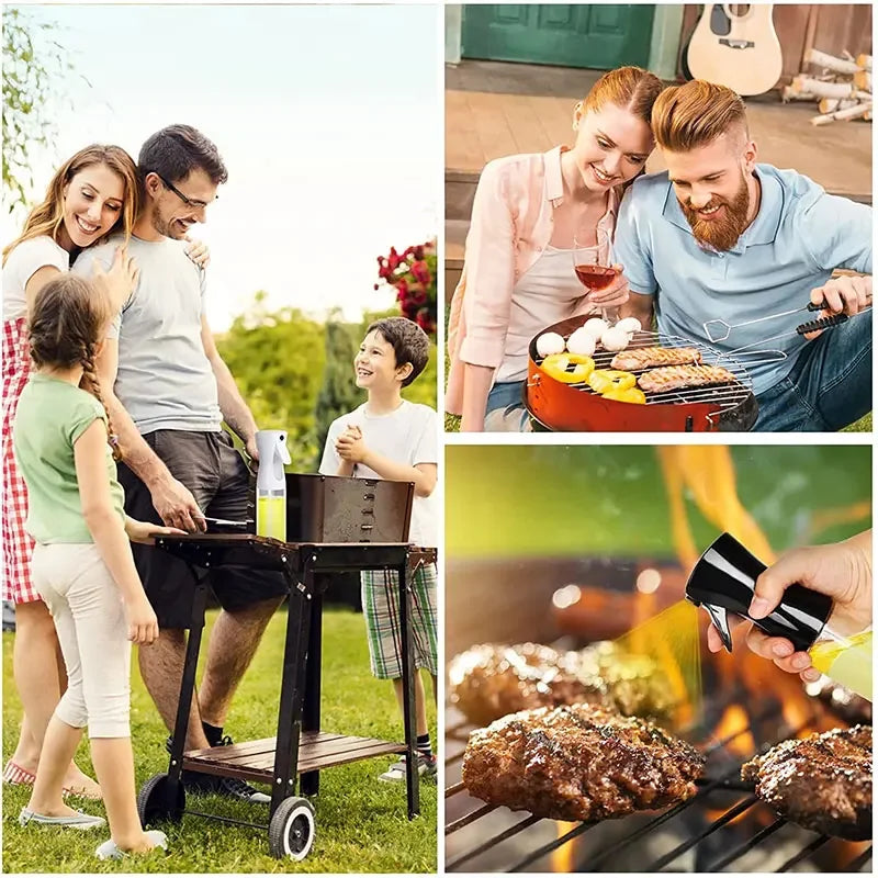 Maxy 200/300/500ml Oil Spray Bottle BBQ Cooking Olive Oil Sprayer Plastic Baking Oil Spray Empty Bottle Vinegar Bottle Or  Oil brush