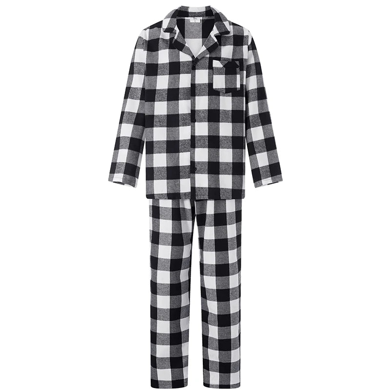 Maxy Christmas Family Pajamas Matching Set Long Sleeve Shirt with Pants Plaid Sleepwear Loungewear