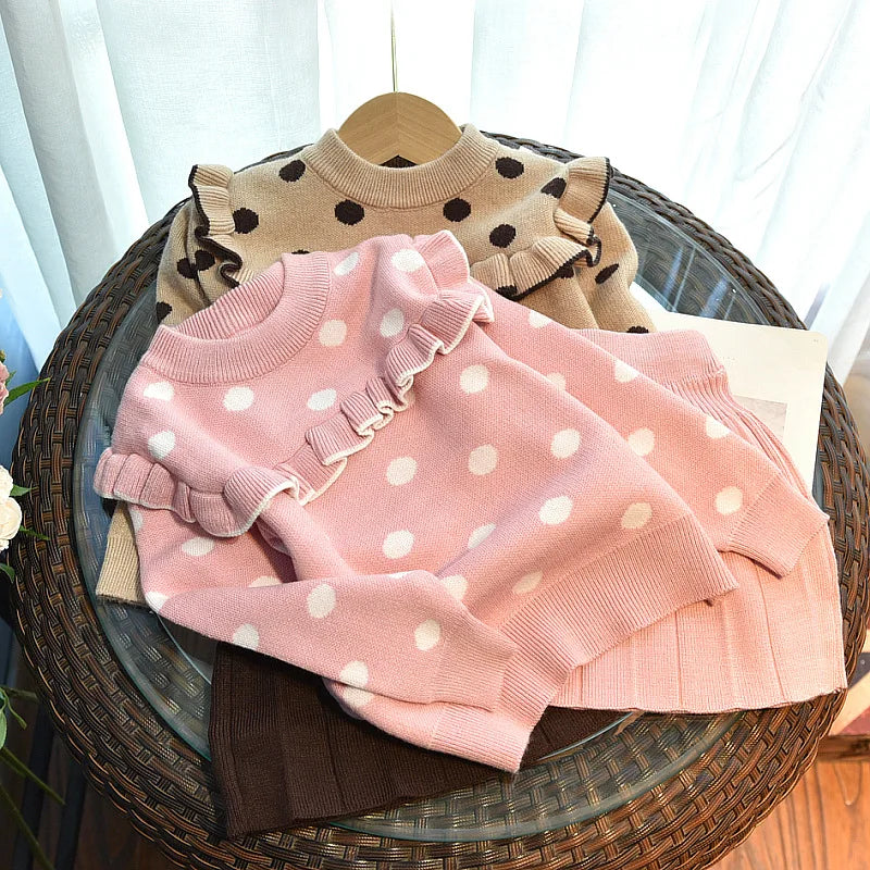 Maxy Girls Sweater Sets Winter Autumn Knitted Sweater Top Skirt Toddler Girl Clothes Children's Clothing Girl Warm Kids Clothes Suits