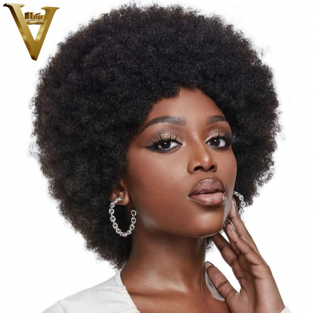 Amay Afro Kinky Curly Machine Made Wigs For Black Women Pre Plucked Remy Hair Wigs Brazilian Virgin Human Hair Full Machine Made Wig
