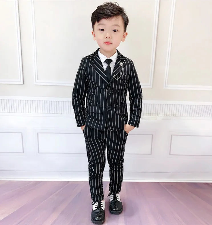 Maxy Teenager Boys Pink Black Jacket Pants 2Pcs Clothing Set Gentleman Kids Formal Wedding Suit Children Performance Graduation Dress