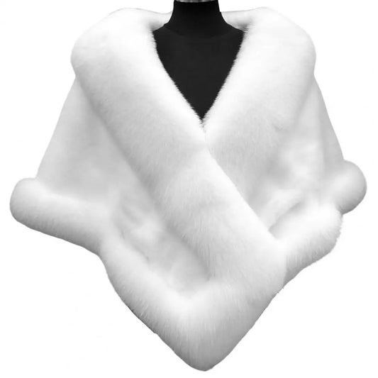 Gacy Faux Fur Mercygrace Faux Rabbit Collar Winter Shawls Elegant Bridal Fur Wrap Shawl Plush Warm Cape Coat Fluffy grace Women Jacket