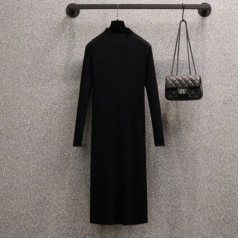 Maxy Autumn and Winter New Set Women's Korean Edition Fashion Age Reducing and Slimming Cotton Cloth Vest Woolen Dress Two Piece Set