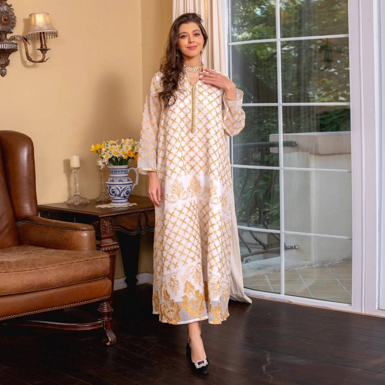 Maxy Party Dress Caftan Ramadan Prayer Abayas Lace-up Gowns Dubai Arabic Kimono Robe Outwear 2024